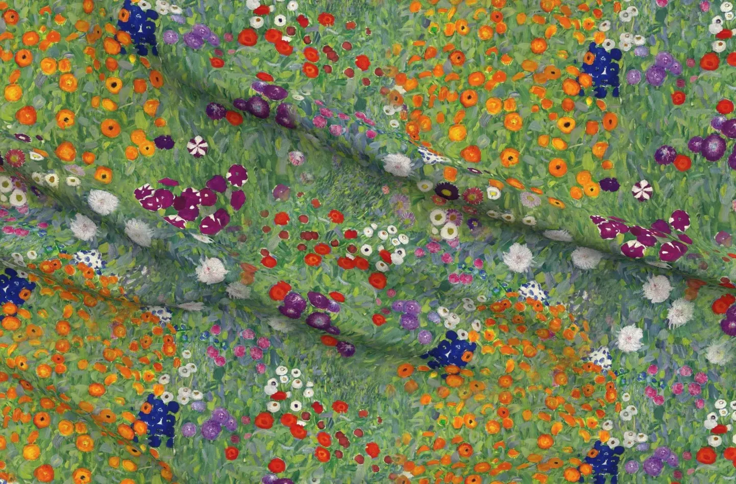 Gustav Klimt Flower Garden Sport Pique Fabric - Green product