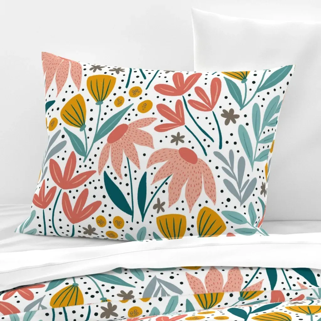 Gwenyth Garden Coneflowers Floral Standard Pillow - Pink, Cotton Sateen product