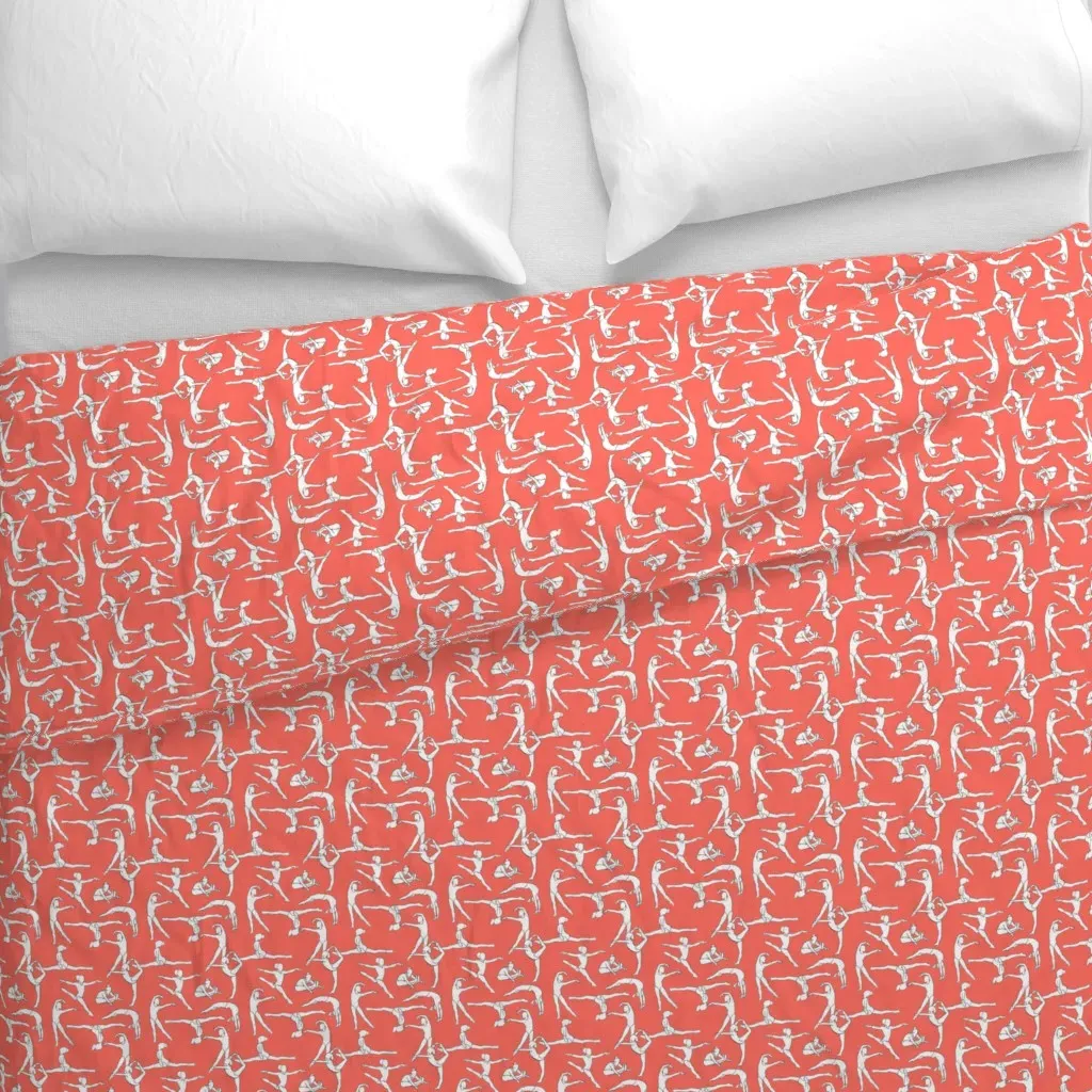Gymnasts On Coral Duvet Cover - White alternate view