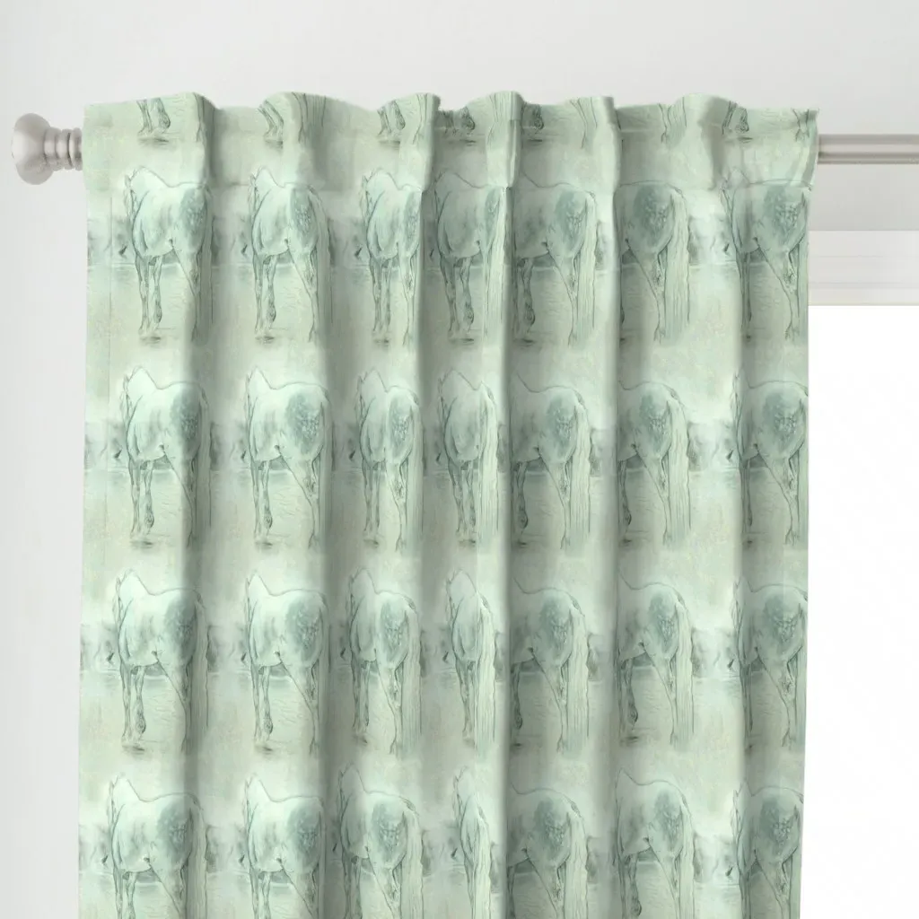 Gypsy Horse Curtain Panel - Light Teal alternate view