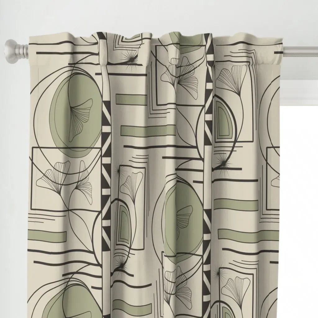 Halcyon Leaf Drift 24" Curtain Panel - Sage Green alternate view