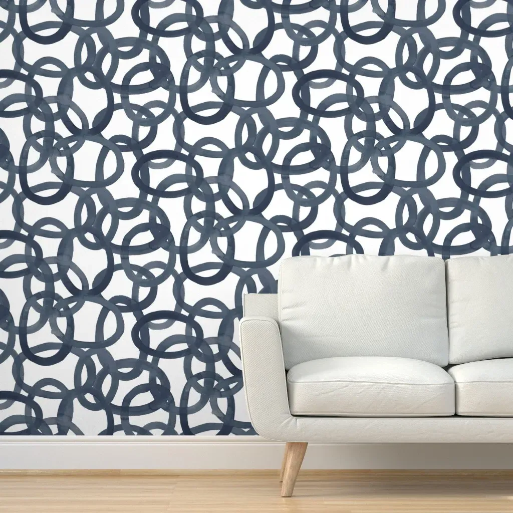 Hale Navy Rings Peel and Stick Wallpaper - Navy Blue product