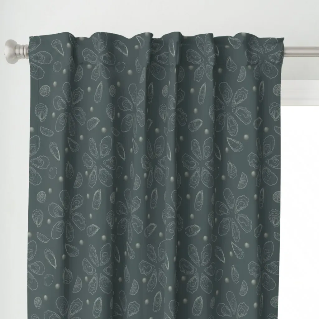 Half A Dozen Oysters Curtain Panel - Light Gray alternate view