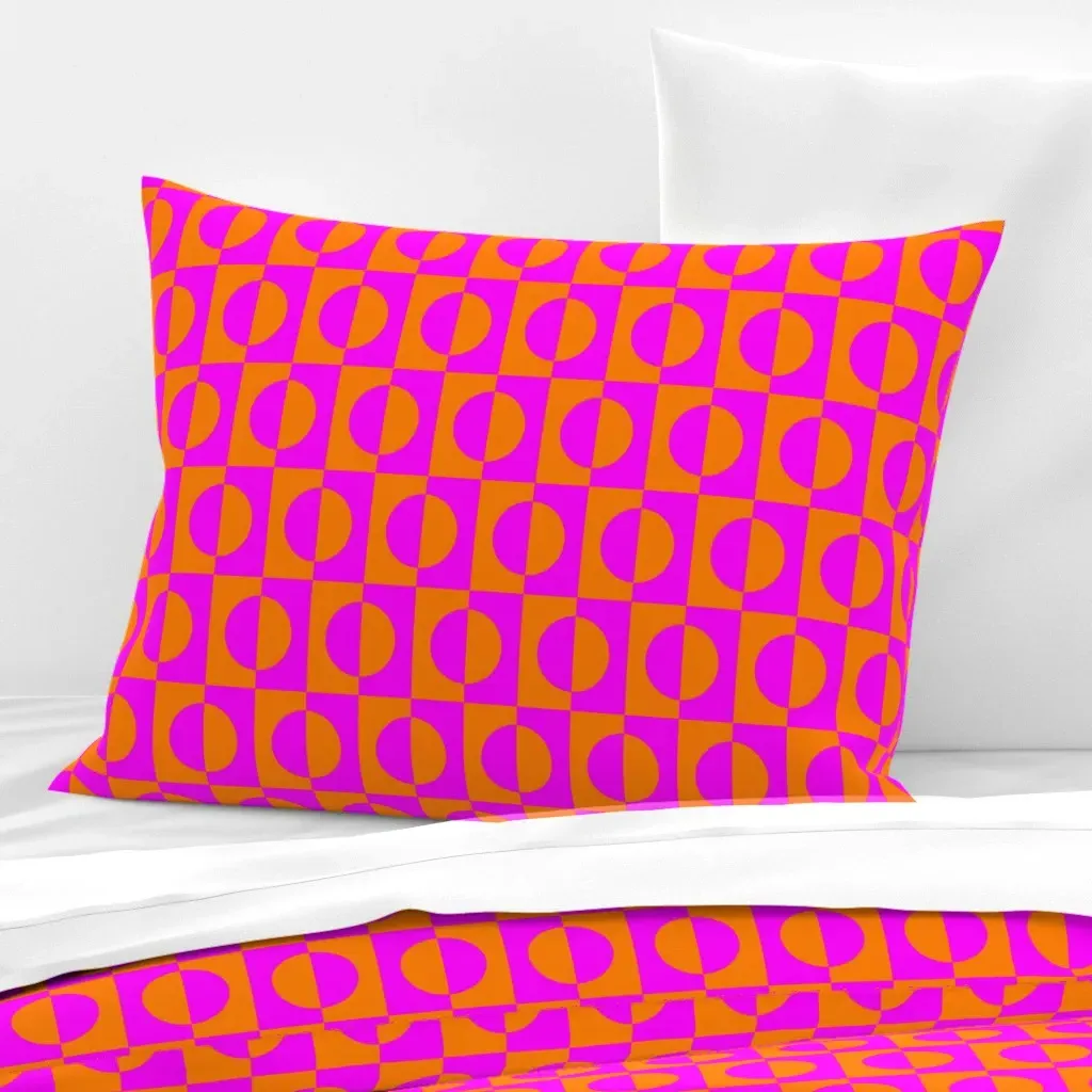 Half Circles Standard Knife Edge Pillow - Magenta, Cotton Sateen product