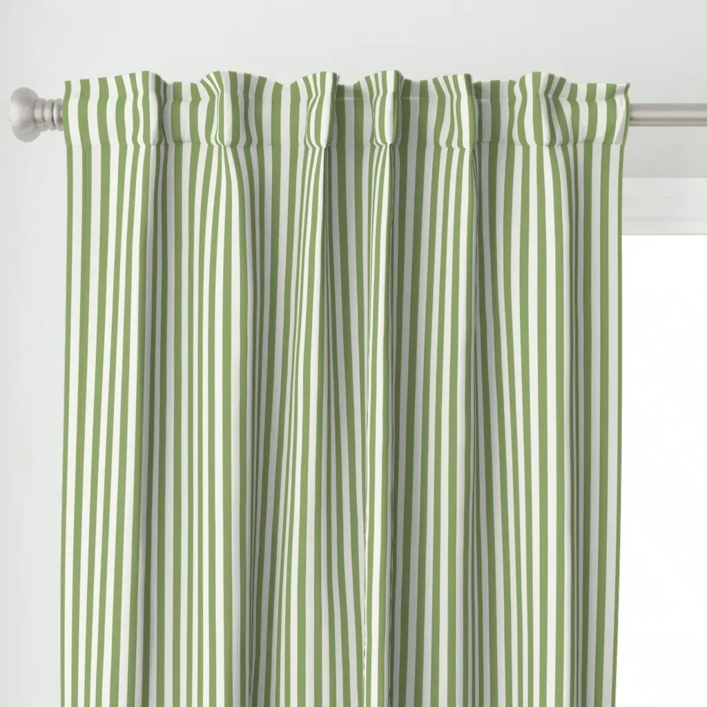 Half Inch Stripe Curtain Panel - Sage Green alternate view