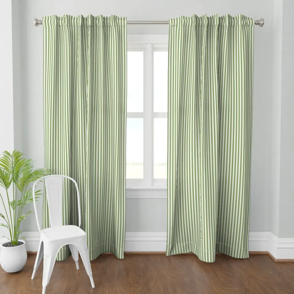Half Inch Stripe Curtain Panel - Sage Green product