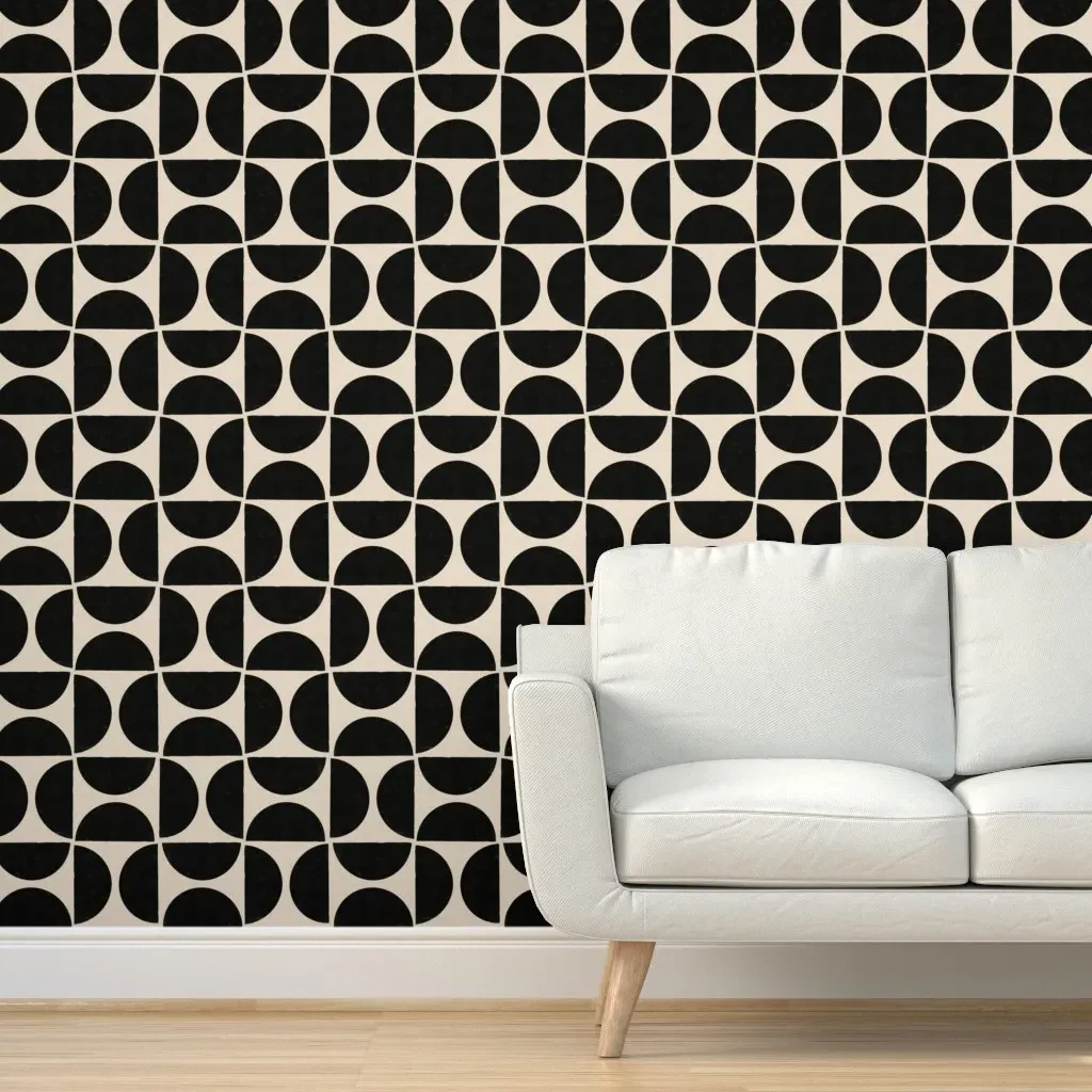 Half Moon Peel and Stick Wallpaper - Black, Cream product