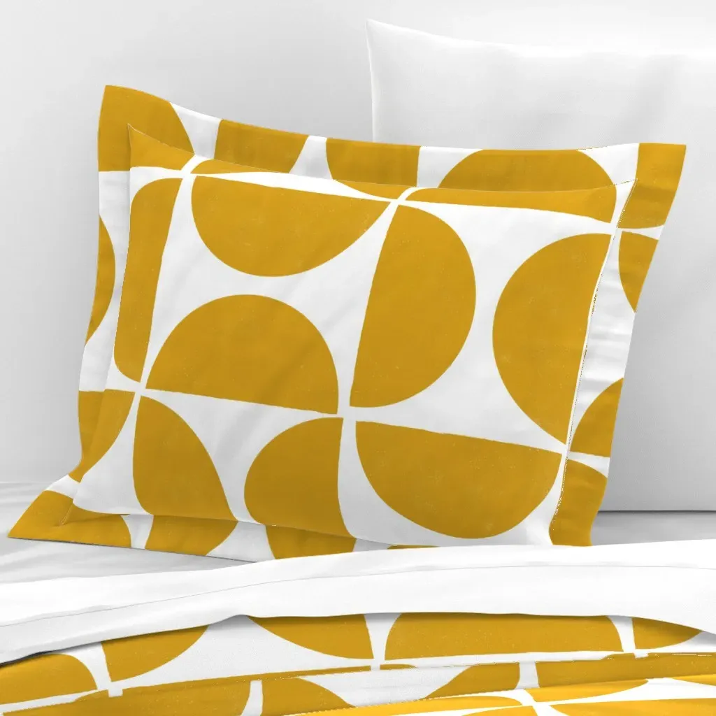 Half Moon Standard Flanged Cushion Cover - Mustard Yellow, Cotton Sateen product
