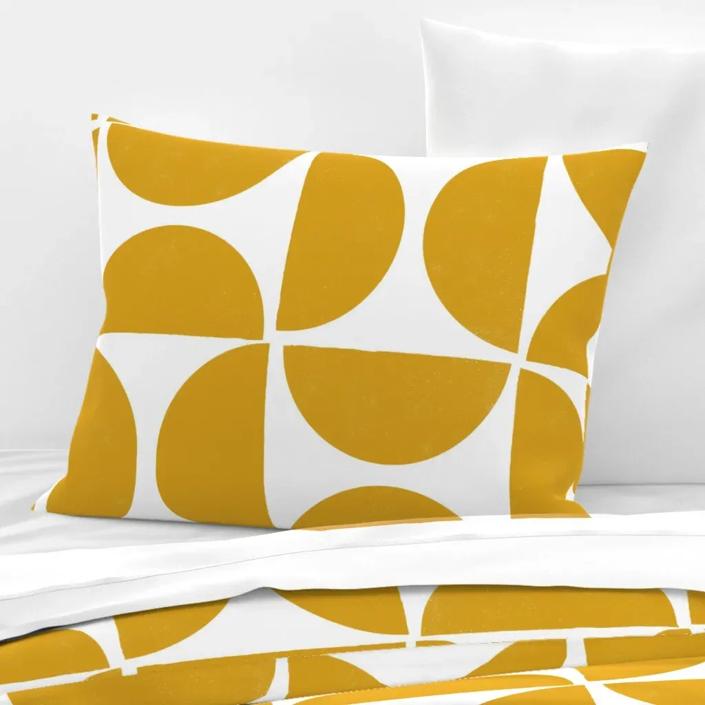 Half Moon Standard Knife Edge Cushion Cover - Mustard Yellow, Cotton Sateen product