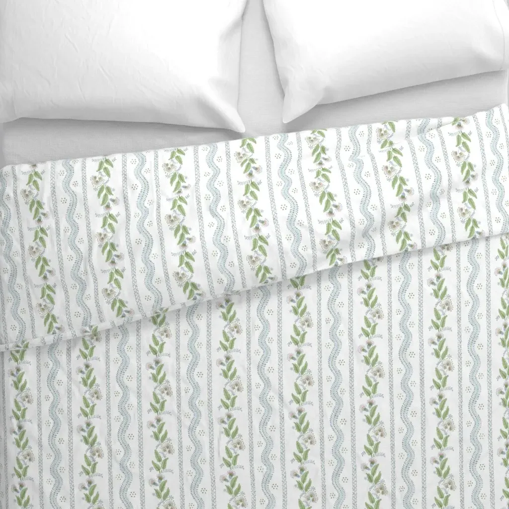 Half Scale Emma Stripe Duvet Cover - Light Blue alternate view