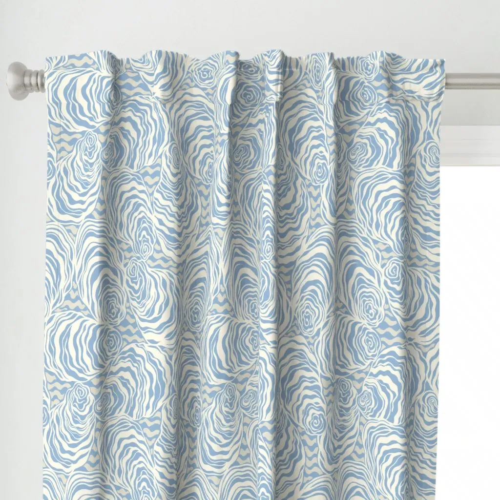 Halfshell Curtain Panel - Cream/Light Blue alternate view