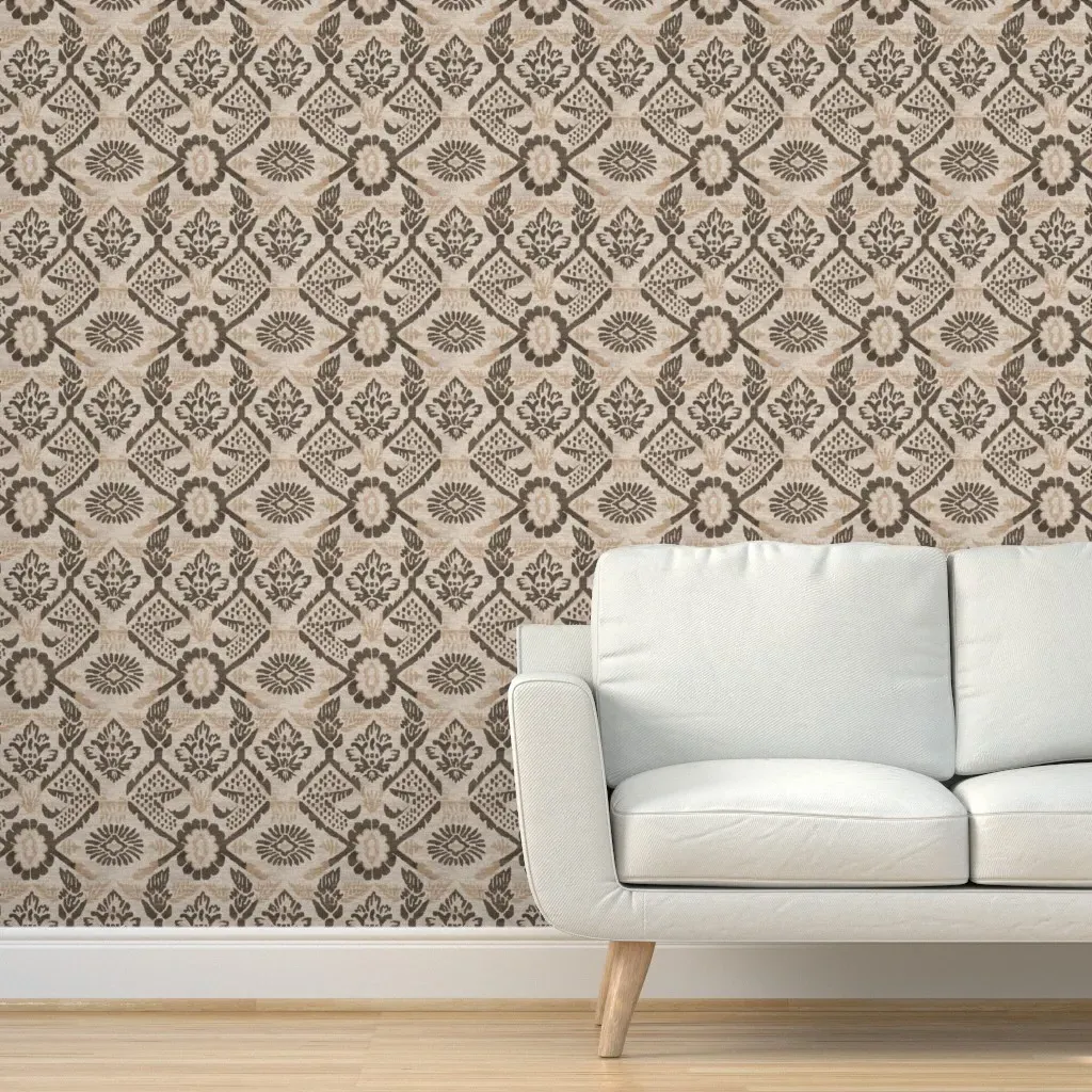 Hali Vintage Damask Peel and Stick Wallpaper - Dark Brown product
