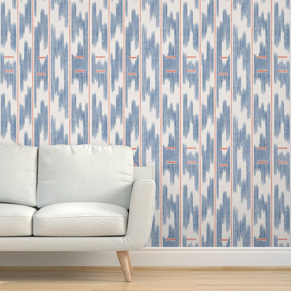 Hali Vintage Ikat Running Stripe Peel and Stick Wallpaper - Blue product