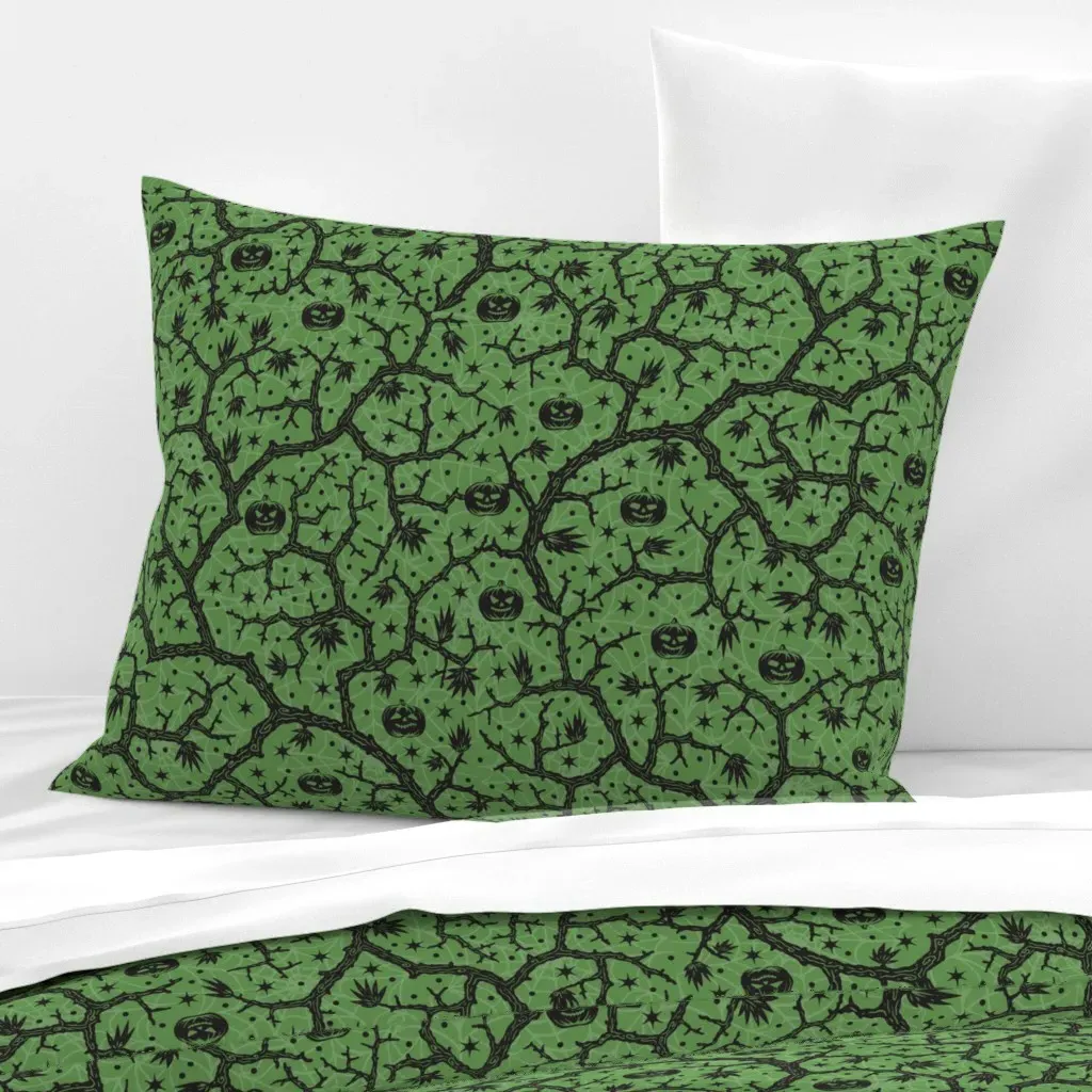 Halloween Forest Green Standard Knife Edge Cushion - Black, Cotton product