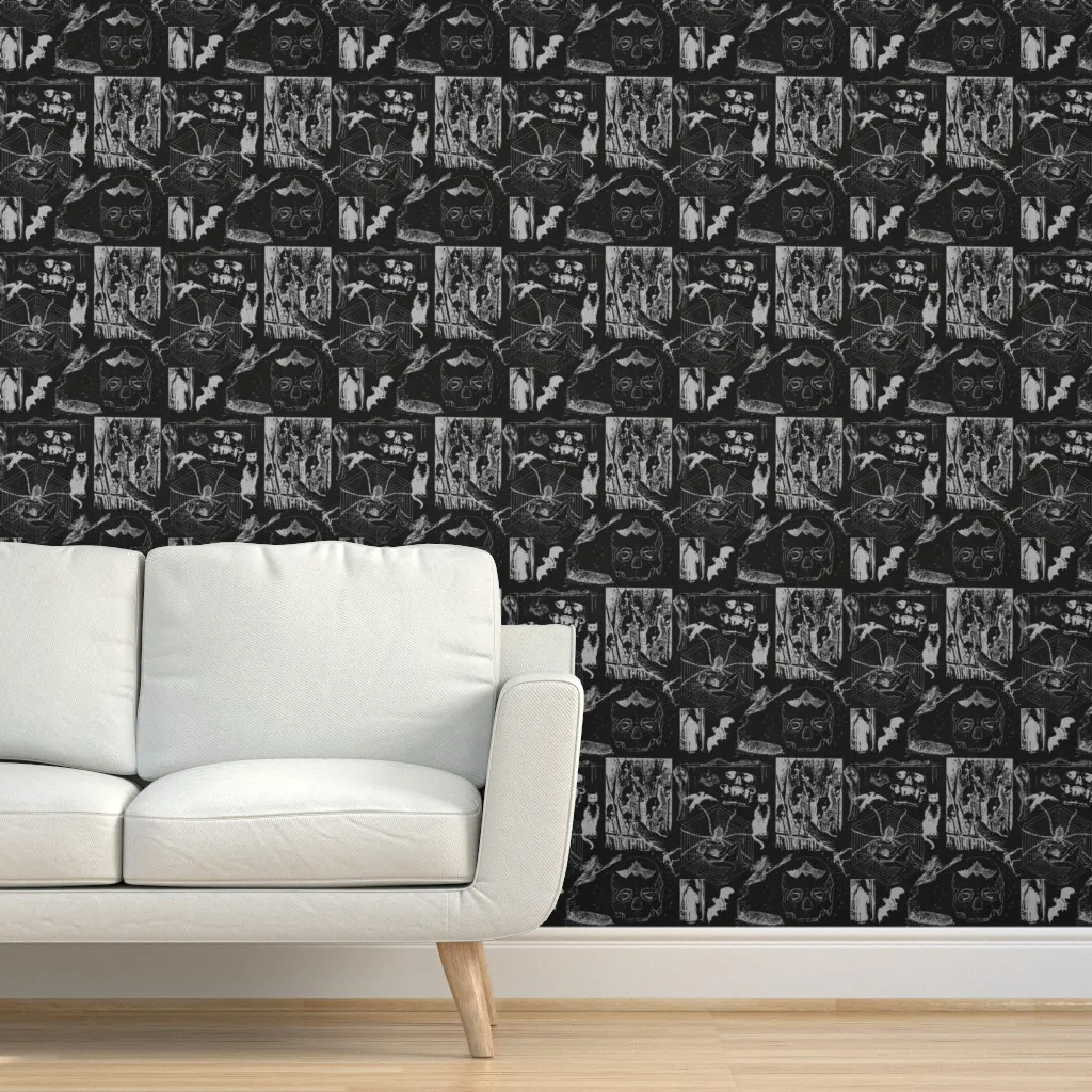 Halloween Horror Occult Peel and Stick Wallpaper - Black product