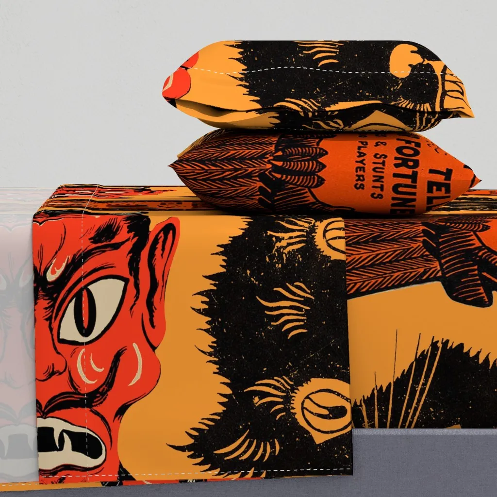 Halloween Pillows Queen Sheet Set - Orange product