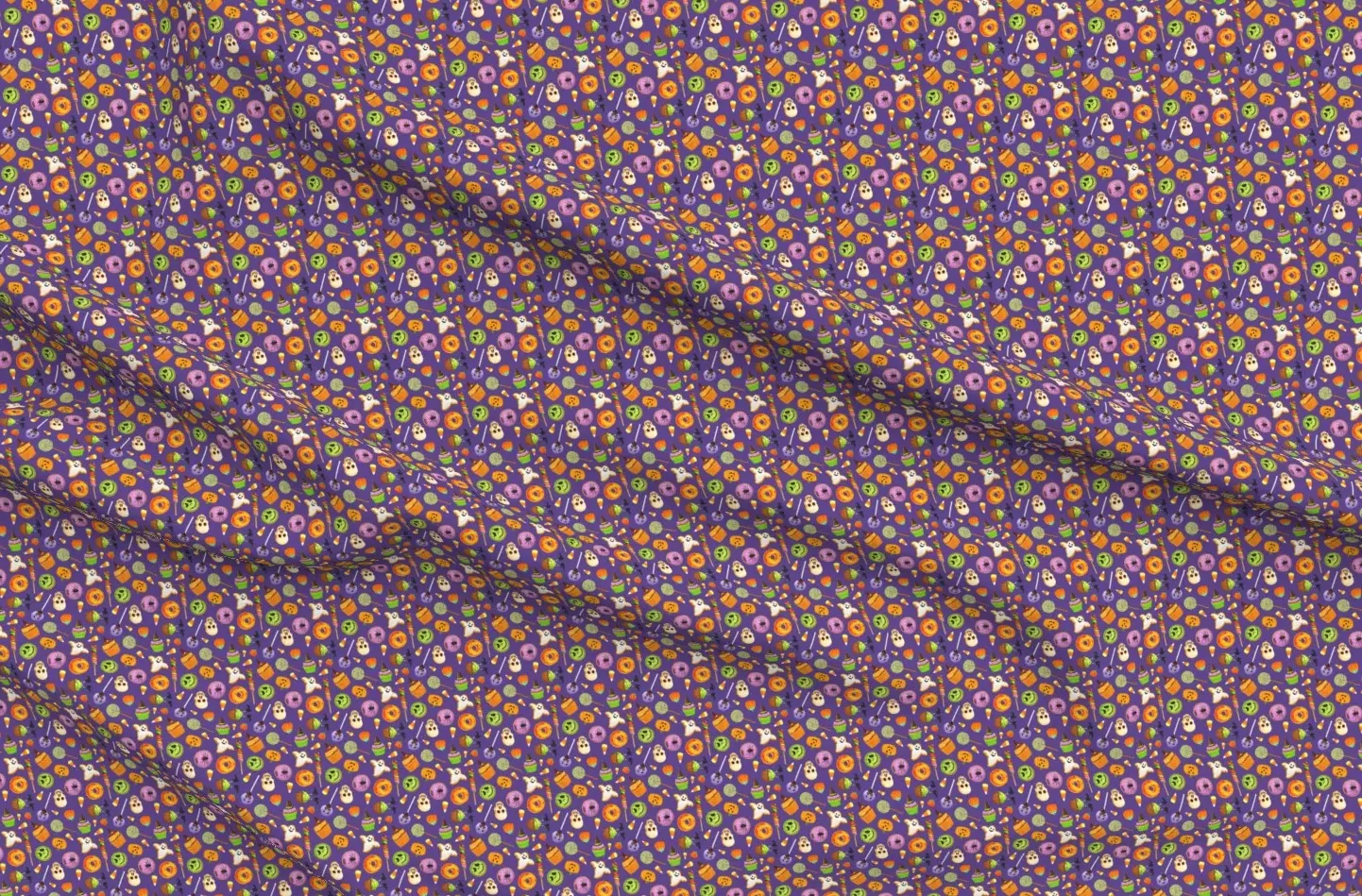 Halloween Print Sport Pique Fabric - Purple product