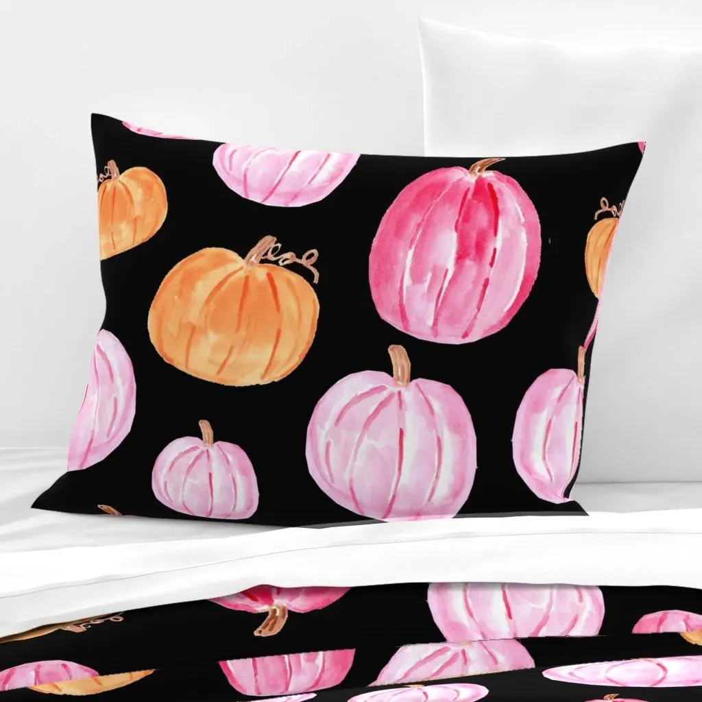 Halloween Pumpkin Standard Cushion Cover - Pink, Cotton Sateen product
