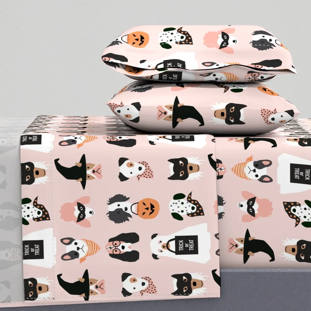 Halloween Puppies King Size Sheet Set - Pink product