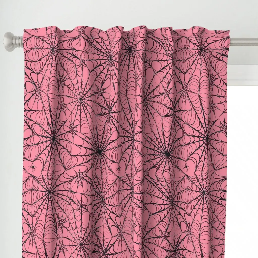 Halloween Spider Webs Big Curtain Panel - Pink alternate view