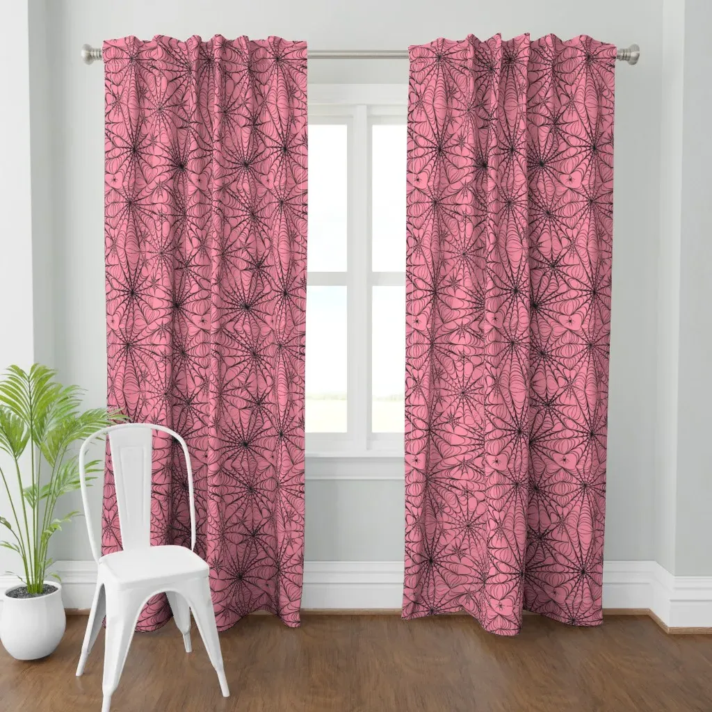 Halloween Spider Webs Big Curtain Panel - Pink product