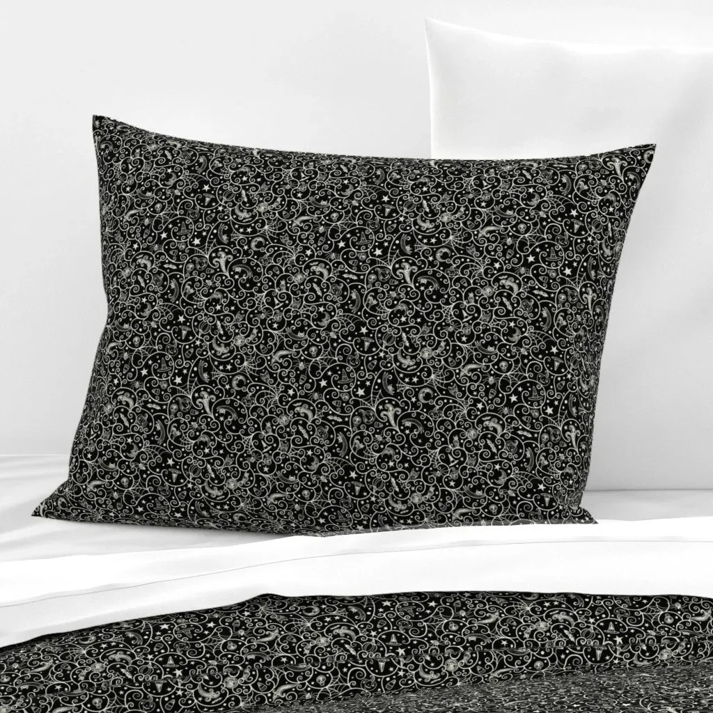Halloween Swirls Chalkboard Standard Knife Edge Cushion - Off-White, Cotton Sateen product