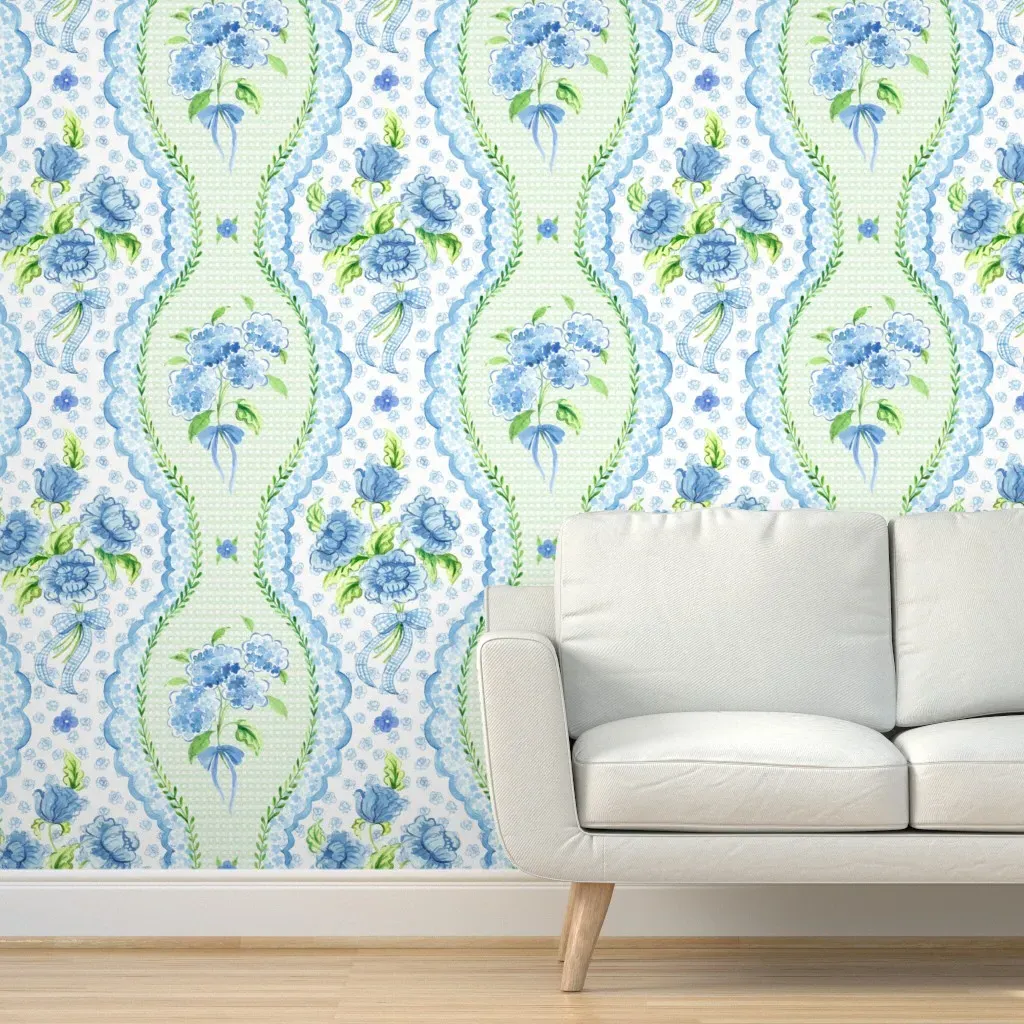 Hamptons Floral Peel and Stick Wallpaper - Blue, Green product