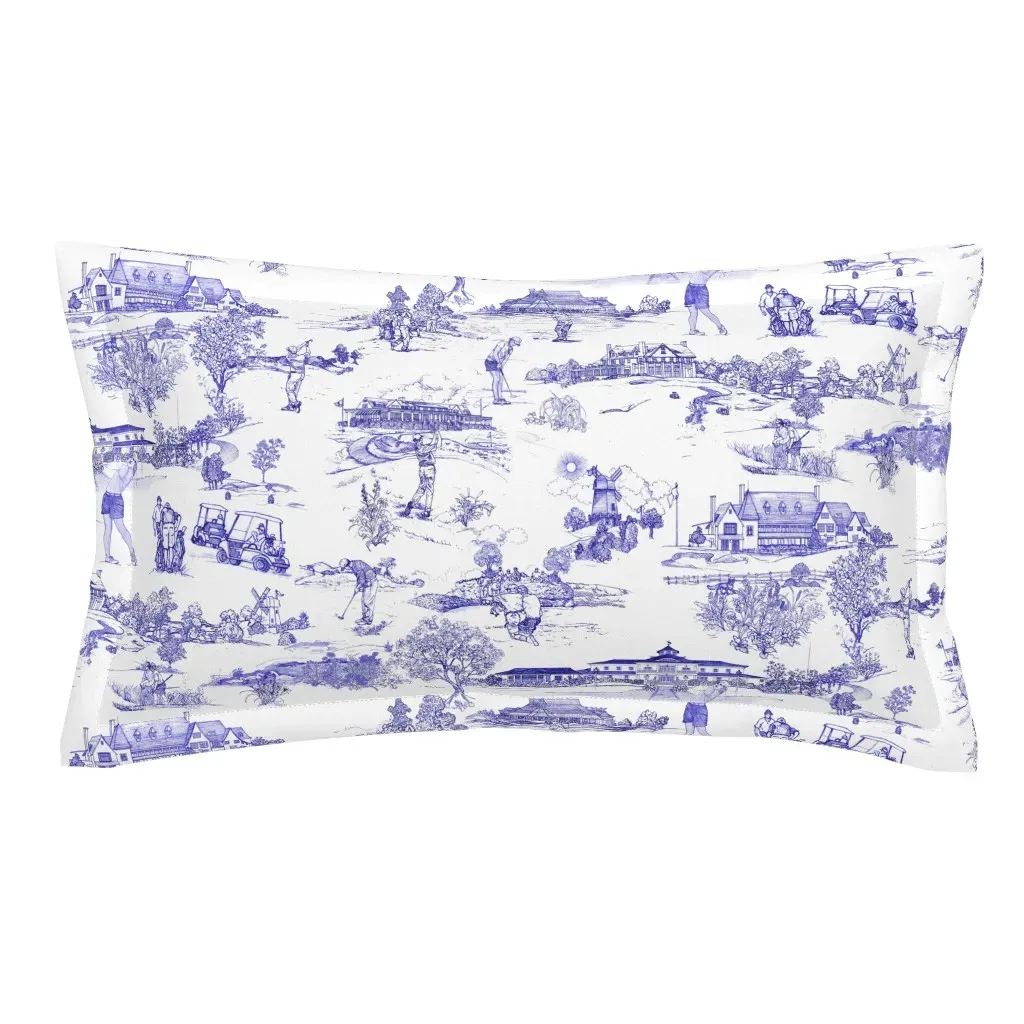 Hamptons Golf Toile Du Jouy King Pillow Sham - Blue product