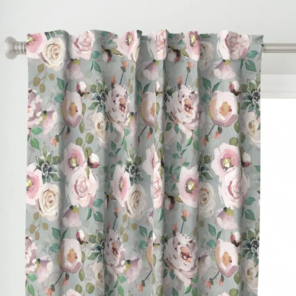 Hand Drawn Acrylic Curtain Panel - Blush Pink alternate view