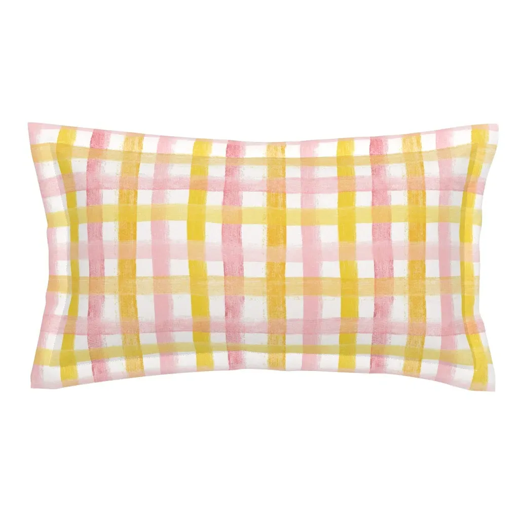 Hand-Drawn Brush Plaid King Pillow Sham - Yellow product
