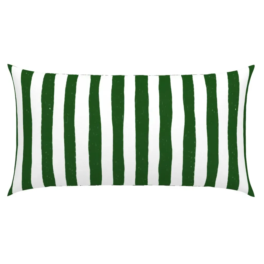 Hand-Drawn Dark Green Large Stripe King Pillow Sham - Hunter Green product