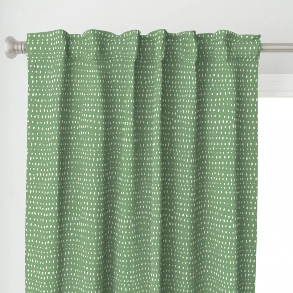 Hand Drawn Dots Curtain Panel - Sage Green alternate view