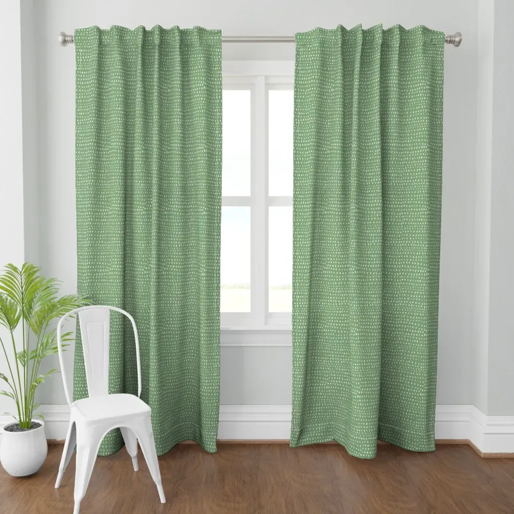 Hand Drawn Dots Curtain Panel - Sage Green product