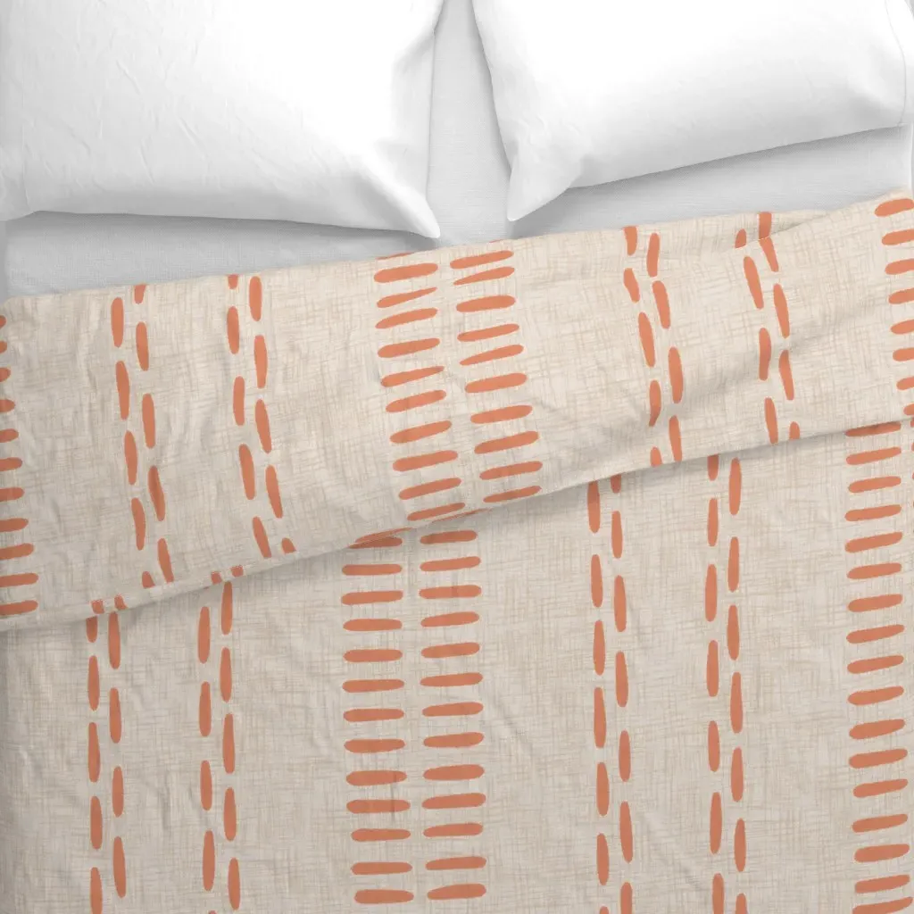 Hand Drawn Line Stripes Duvet Cover - Salmon alternate view