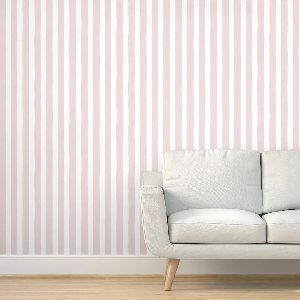Hand Drawn Pastel Stripe Peel and Stick Wallpaper - Pink product