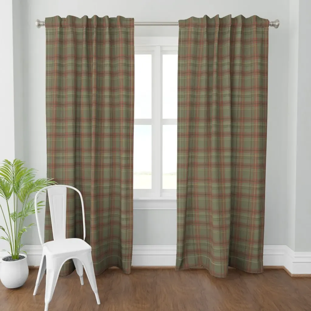 Hand Drawn Plaid Curtain Panel - Sage Green product