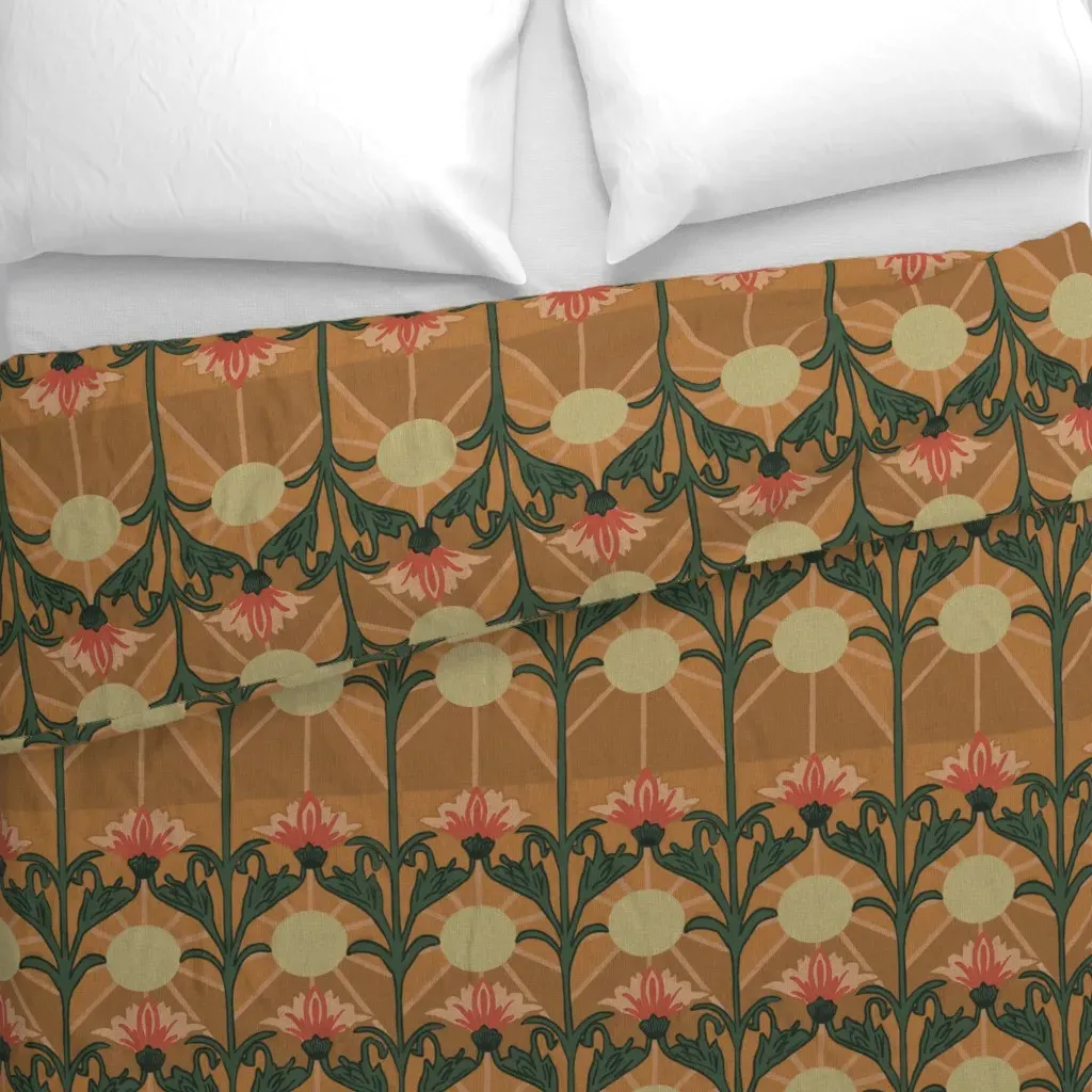 Hand Drawn Southwestern Art Duvet Cover - Burnt Orange alternate view