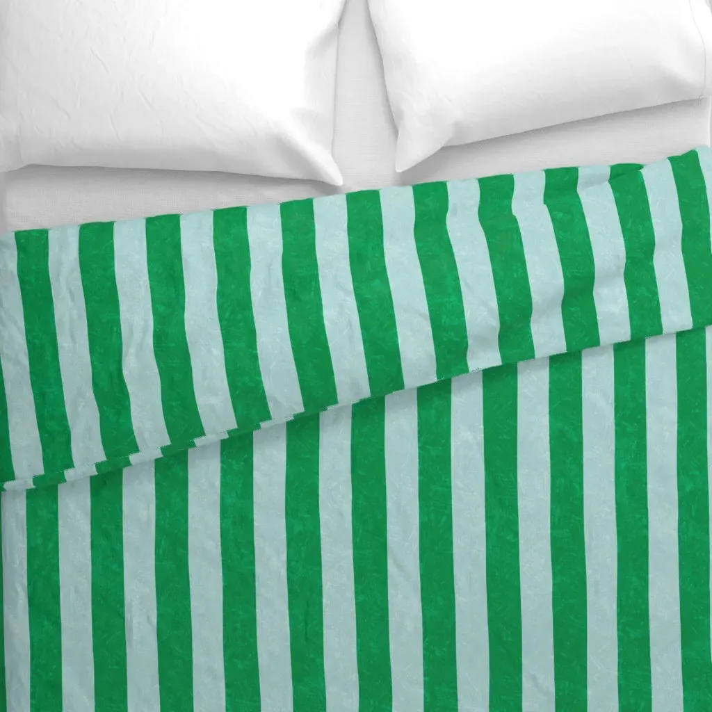 Hand Drawn Stripes Scribble Duvet Cover - Green alternate view