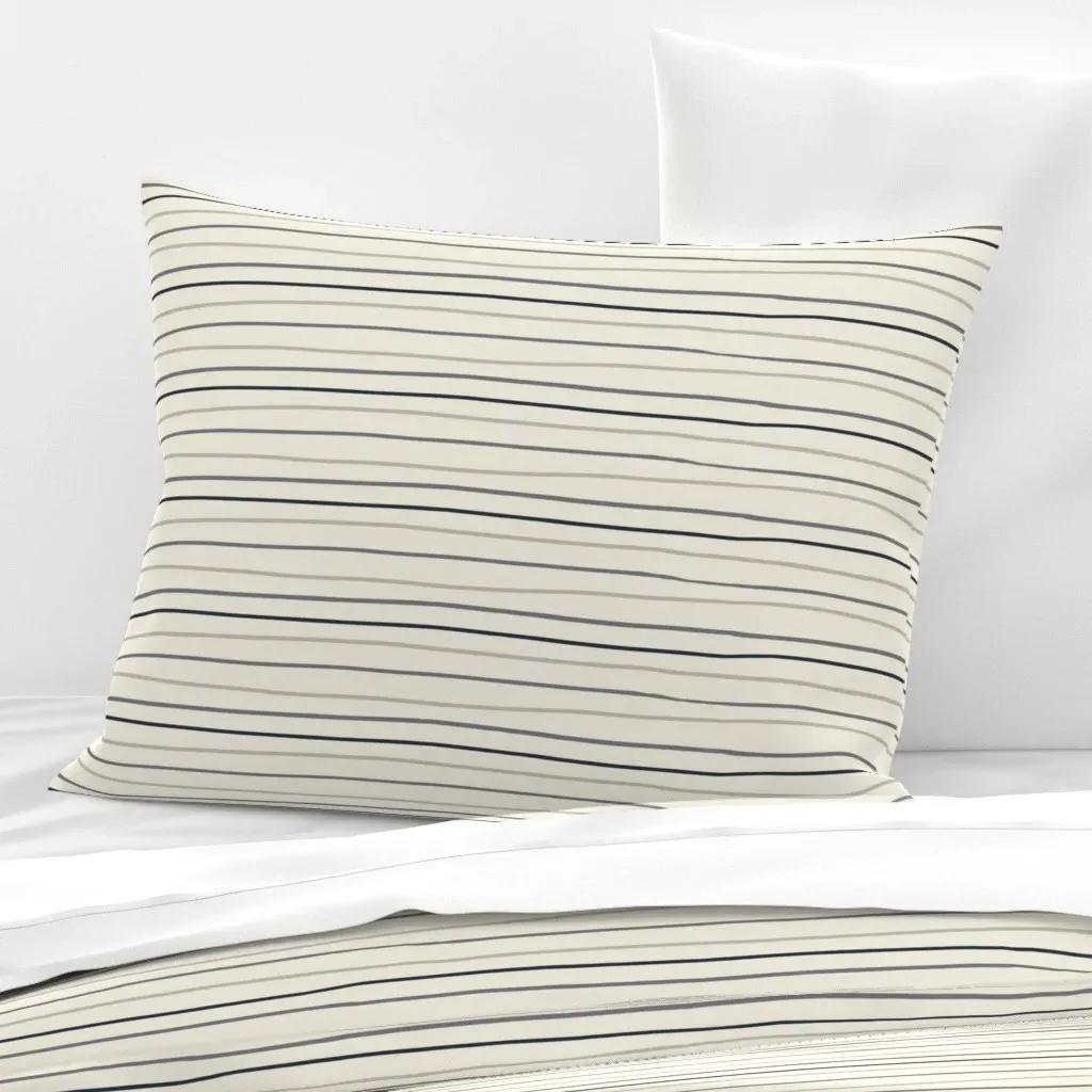 Hand Drawn Stripes Standard Knife Edge Cushion - Off-White, Cotton product
