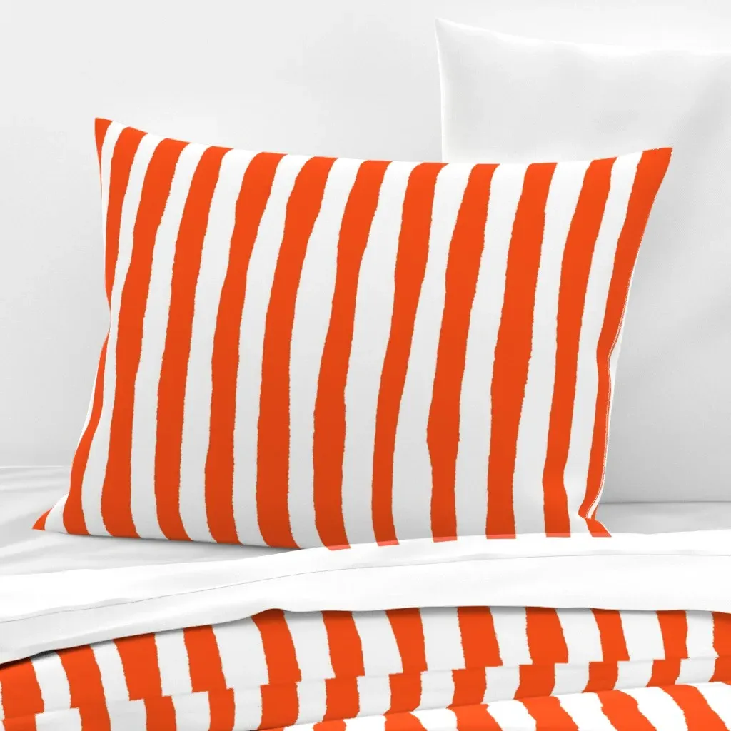 Hand Drawn Stripes Standard Knife Edge Cushion - Orange, Cotton Sateen product