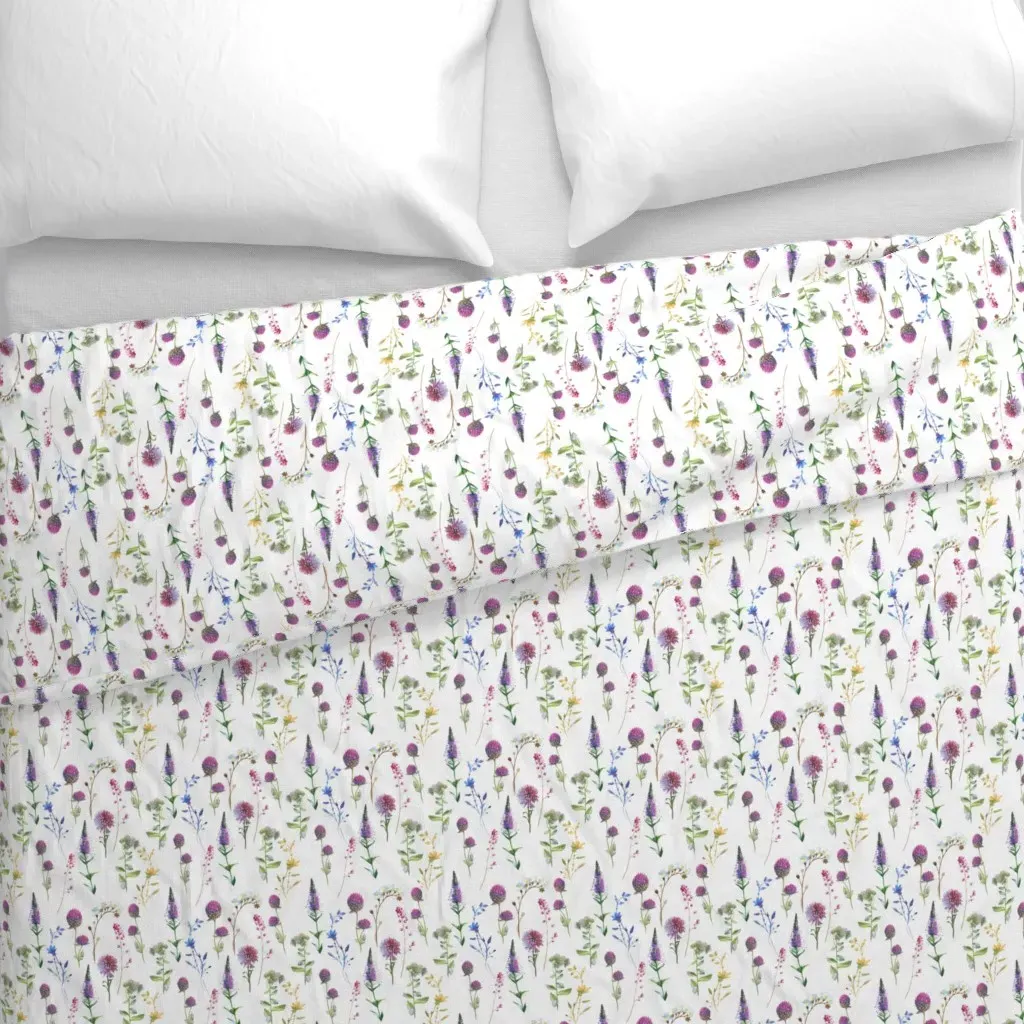 Hand Drawn Watercolor Duvet Cover - Purple alternate view