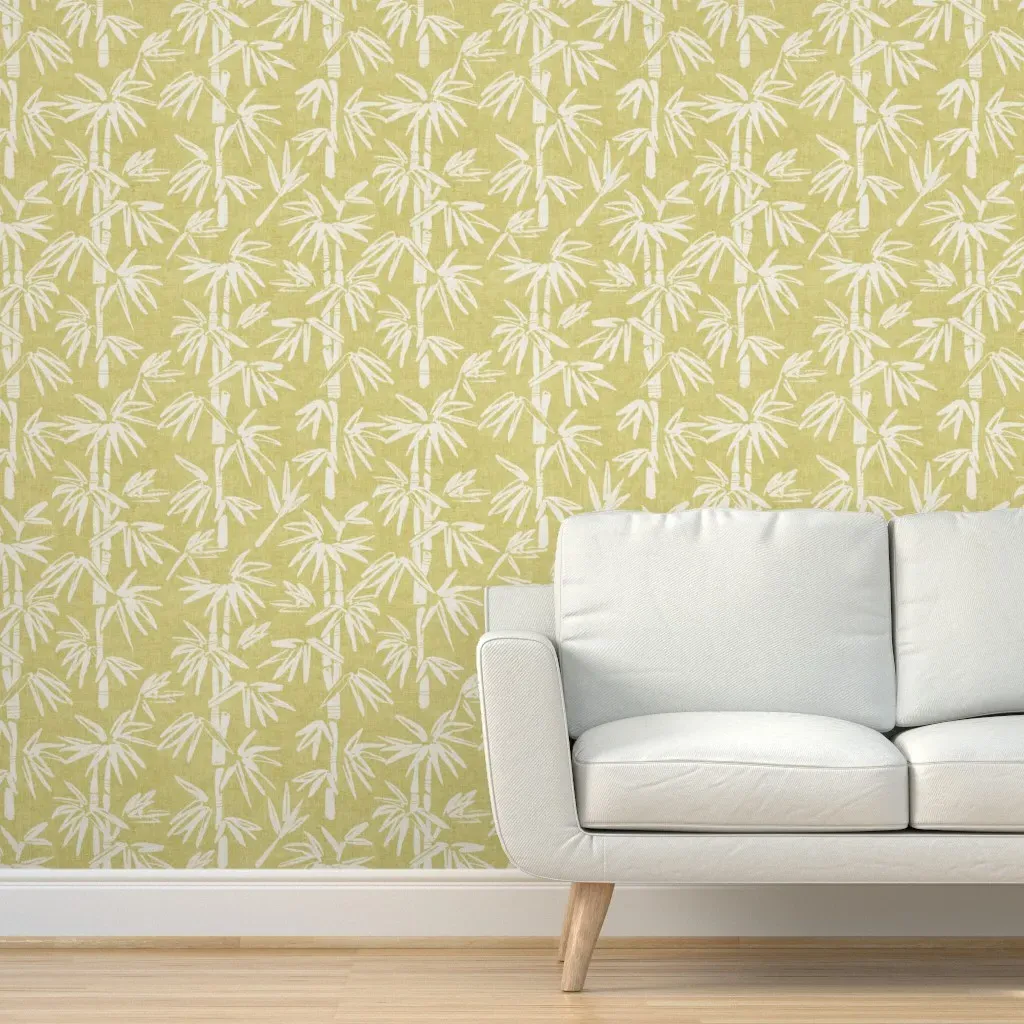 Hand Painted Japandi Bamboo Peel and Stick Wallpaper - Cream product