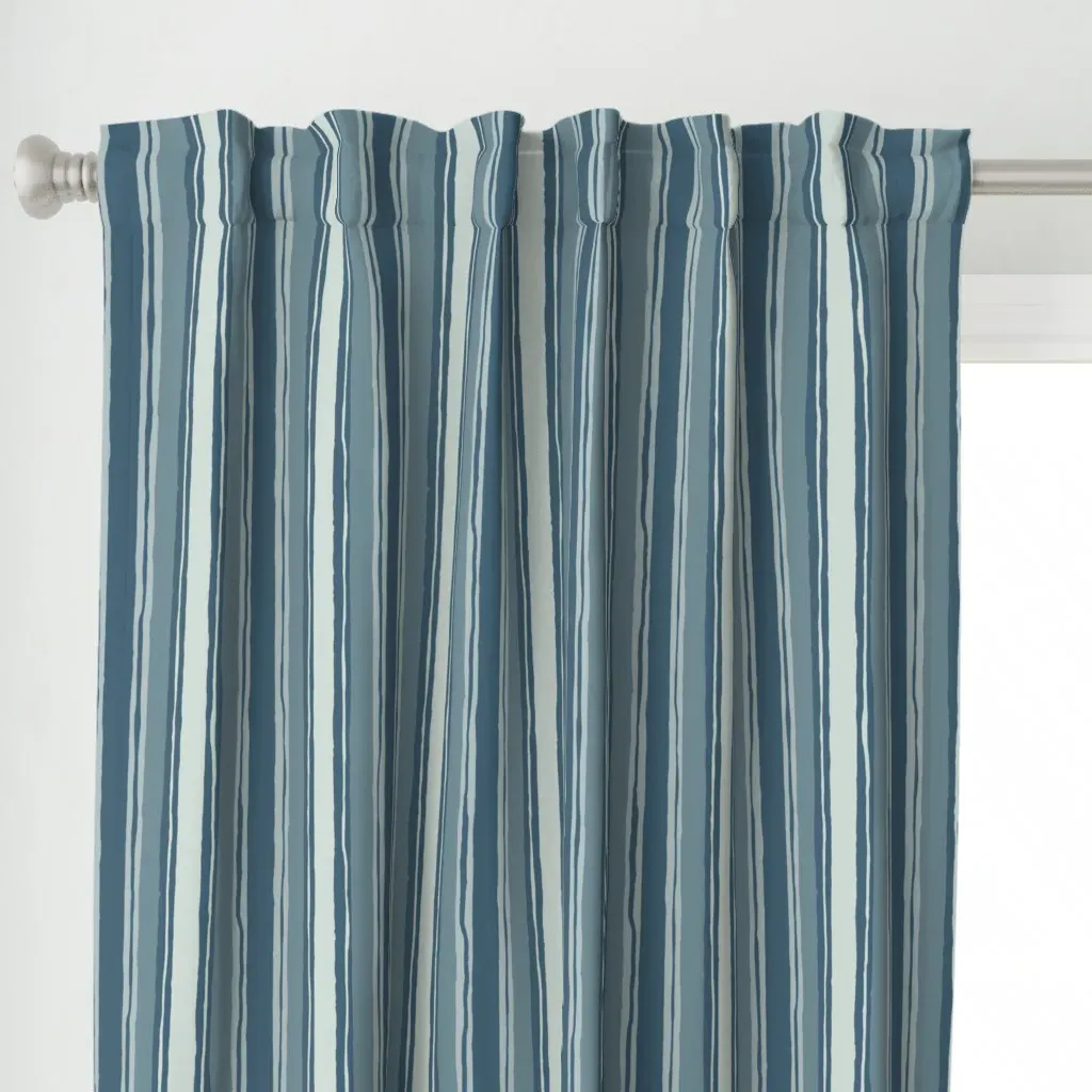 Hand Painted Neutral Curtain Panel - Teal alternate view