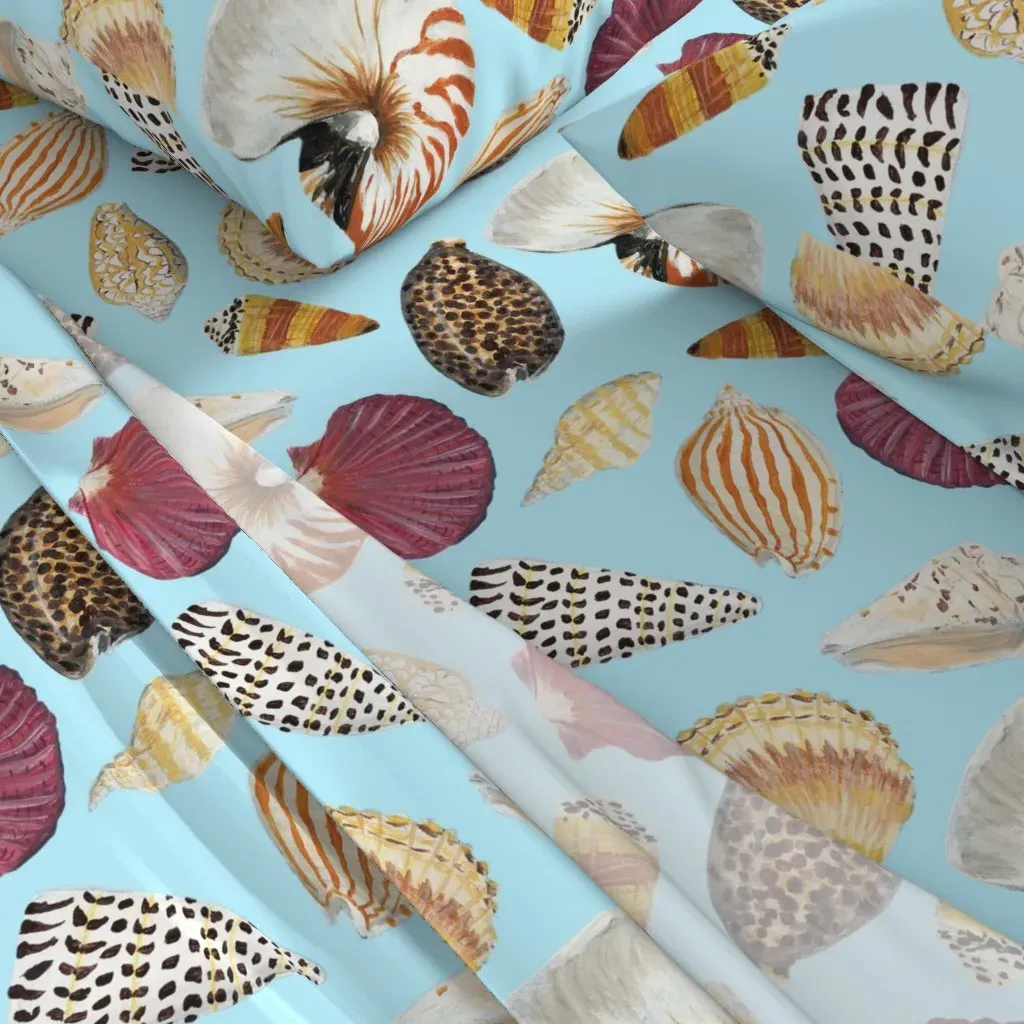 Hand-Painted Sea Shells Queen Sheet Set - White alternate view