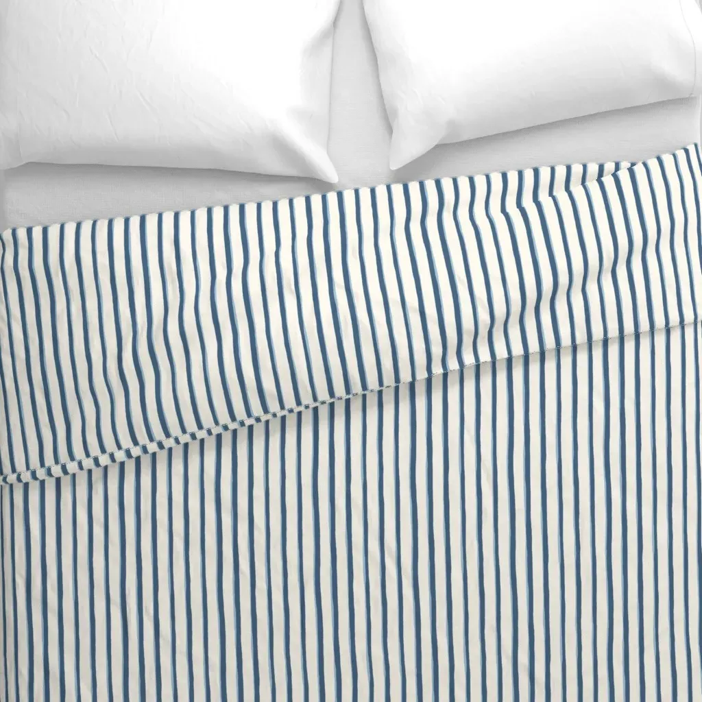 Hand Painted Wobbly Stripe Duvet Cover - Blue alternate view