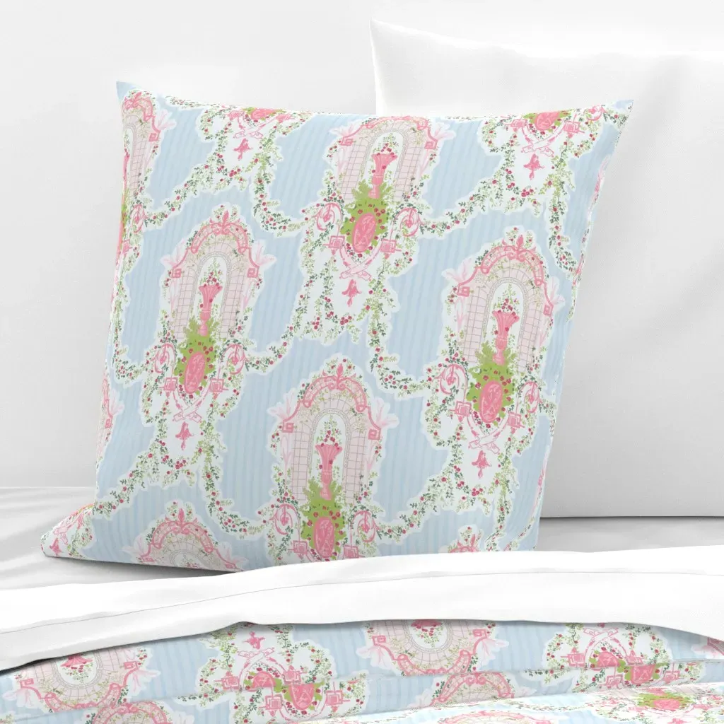 Hand Sketched Garden Gate Euro Pillow Sham - Pink product