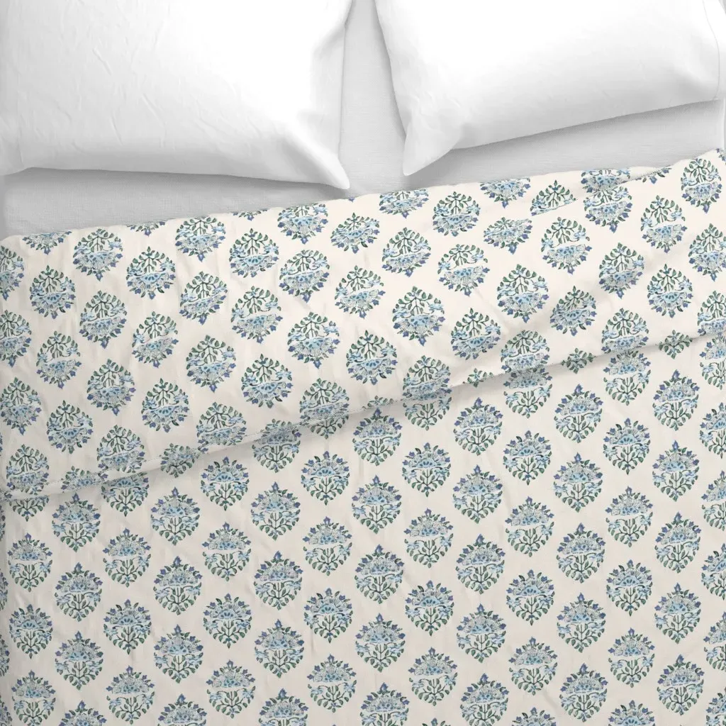 Handblock Medallion 6 Duvet Cover - Indigo Blue alternate view