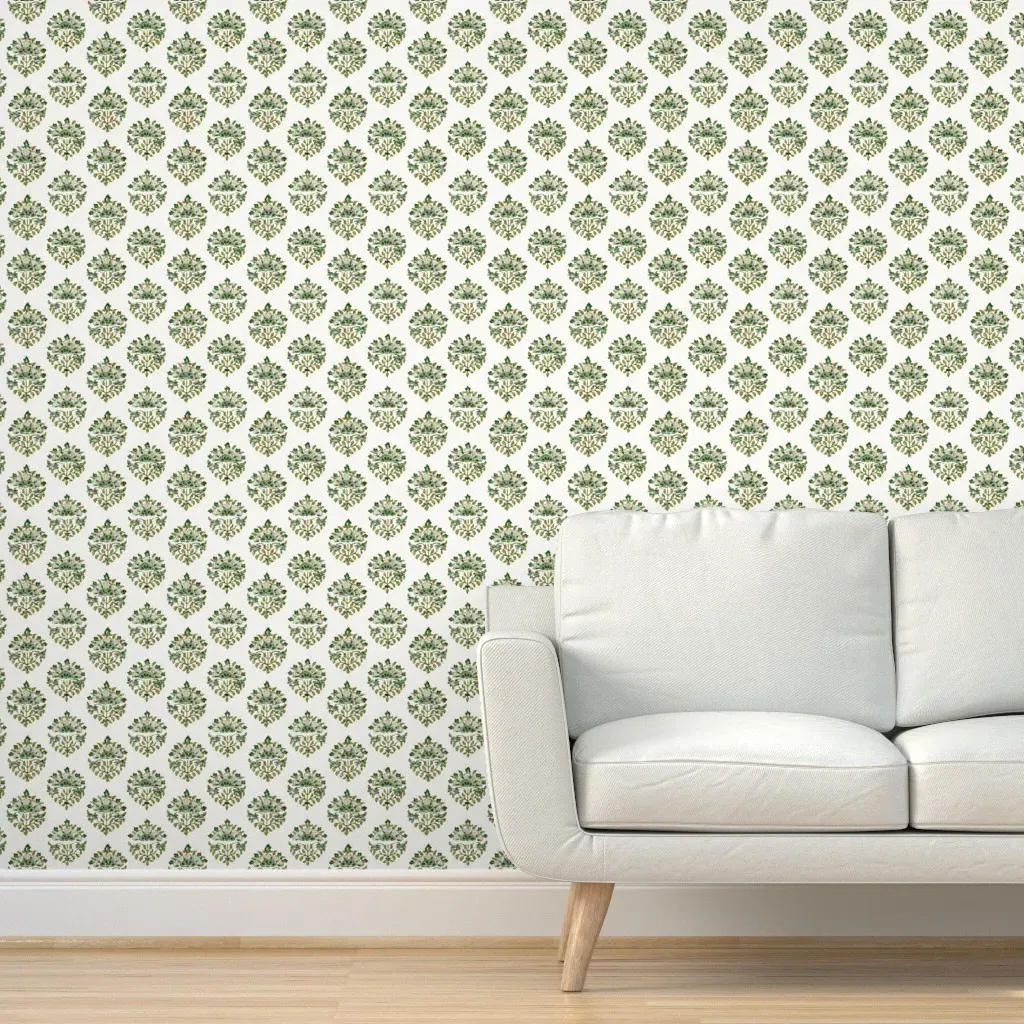Handblock Medallion 6 Peel and Stick Wallpaper - Dark Green product