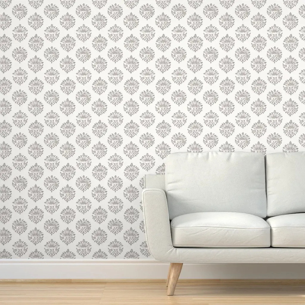 Handblock Medallion Peel and Stick Wallpaper - Grey product