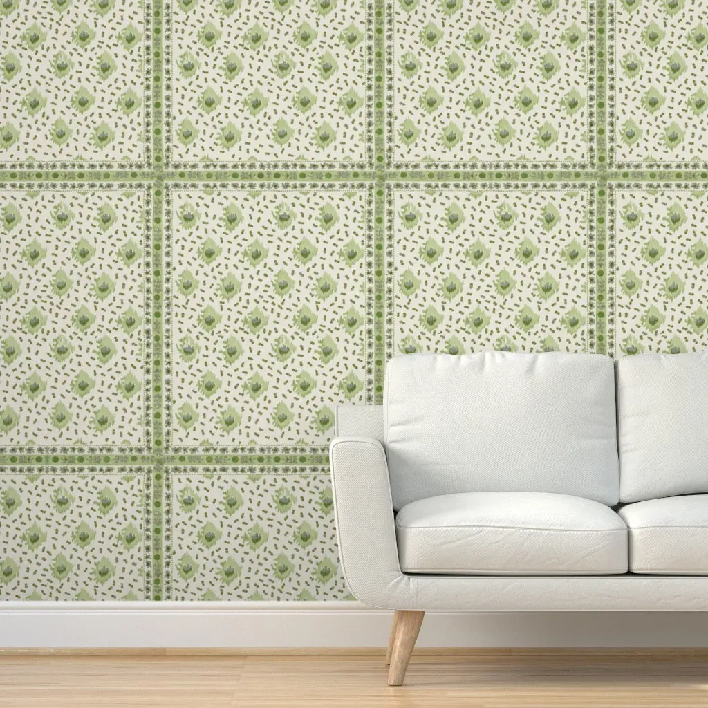 Handkerchief Print Peel and Stick Wallpaper - Bright Green product